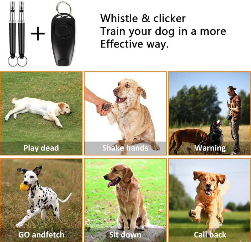 [Australia] - FANZ Ultrasonic Dog Whistles with Clicker, Training Guide Included, 2PCS Silent Dog Whistles for Dog Training Whistles + Clicker 