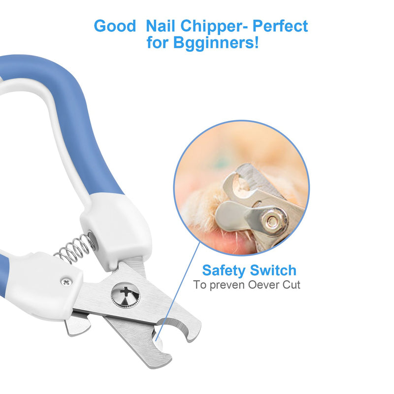 [Australia] - Dog Nail Clippers and Trimmer - Razor Sharp Blades, Safety Guard to Avoid Overcutting, Free Nail File - Start Professional & Safe Pet Grooming at Home (Blue Large) 