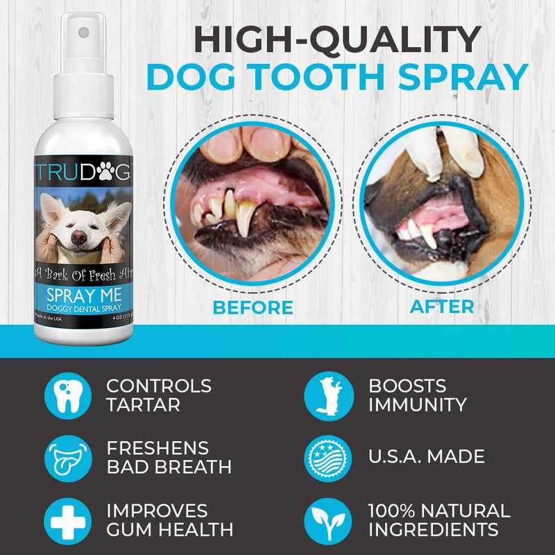 Dog Breath Freshener - Spray Me: Doggy Dental Spray (4Oz) - All Natural Ingredients That Freshen Breath While Reducing Dental Plaque and Tartar Build-Up Without Brushing - Veterinarian Approved 4 oz - PawsPlanet Australia