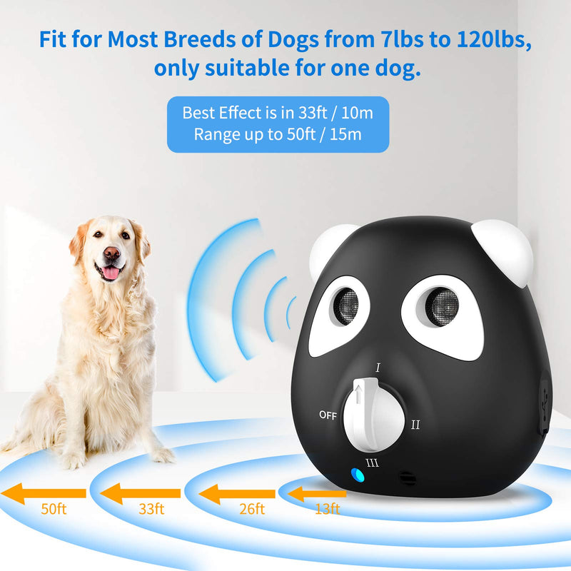 [Australia] - VEARMOAD Ultrasonic Dog Barking Deterrent Devices, Upgraded Dual Speaker, 50 FT Distance, Anti Barking Device Indoor，3 Adjustable Volume Levels, Rechargeable 1500mAh Bark Control Device Outdoor 