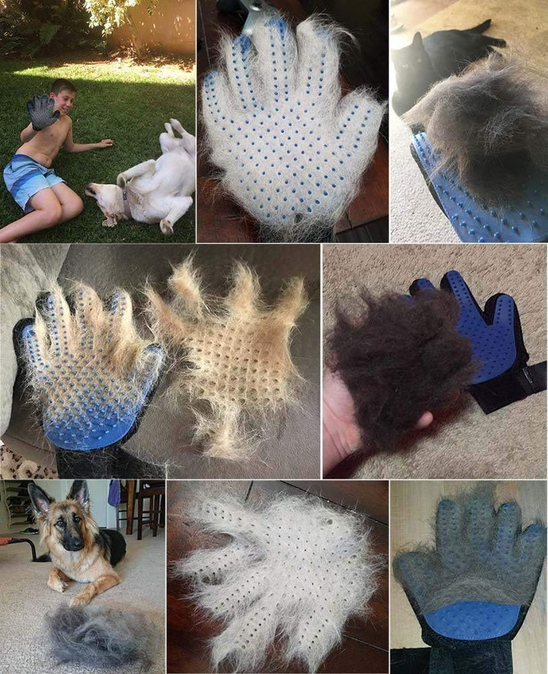 FEMW Pet Grooming Glove - Efficient Pet Hair Remover Mitts - Pet Massage Gloves - Gentle Deshedding Brush Glove - for Dog Cat Horse with Long & Short Fur [Upgrade Version][Left & Right Hand] - PawsPlanet Australia