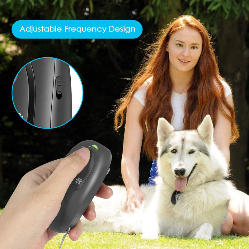 Anti Barking Device, Handheld Dog Repellent Portable Bark Deterrent with LED Indicator, Safety Stop Barking Tool with Adjustable Level for Indoor Outdoor Gray - PawsPlanet Australia