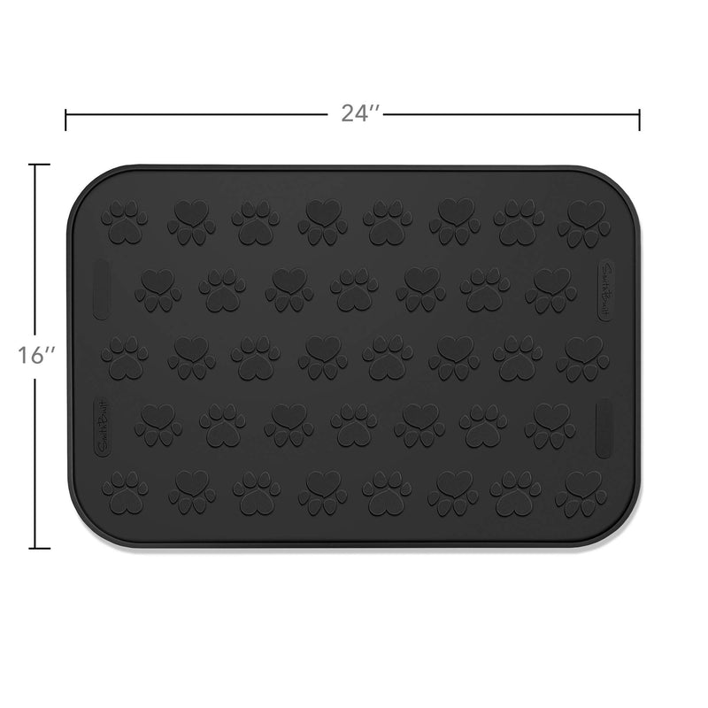 SmithBuilt 24" x 16" Large Dog Food Mat - Waterproof Non-Slip Silicone Cat Pet Bowl Feeding Placemat Black - PawsPlanet Australia