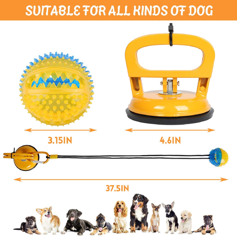 [Australia] - Wosweet Dog Chew Suction Cup Toys Interactive Dog Tug of War Toy Pet Aggressive Chewers, Multifunction Squeaky Toys Ball with Teeth Cleaning and Food Dispensing Features 