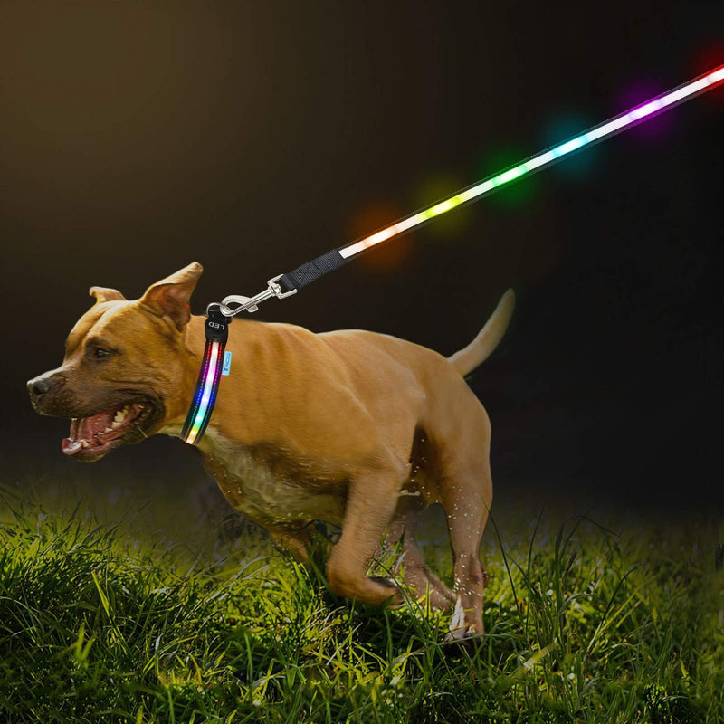 [Australia] - Yacig LED Dog Leash - USB Rechargeable, Color Changing Night Safety Dog Leashes for Small Medium and Large Dogs 4 FT x 0.8" Wide 