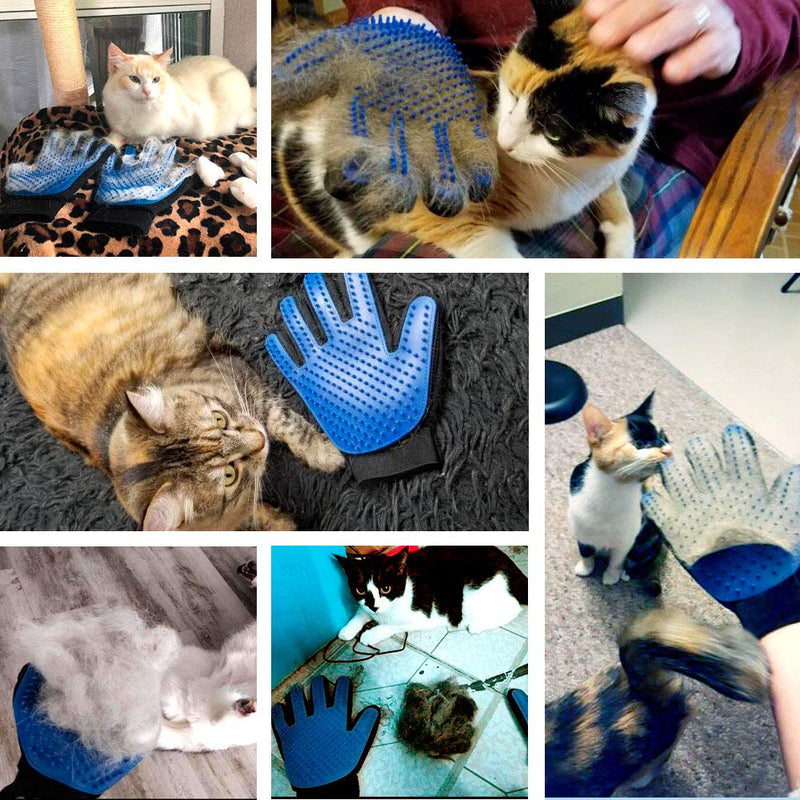 [Australia] - Pet Grooming Glove - Gentle Pet Hair Remover Mitt - True Touch Deshedding Glove for Cats, Dogs for Long & Short Fur - Enhanced Five Finger Design for Cat Grooming Gloves Brush(One Pair) 