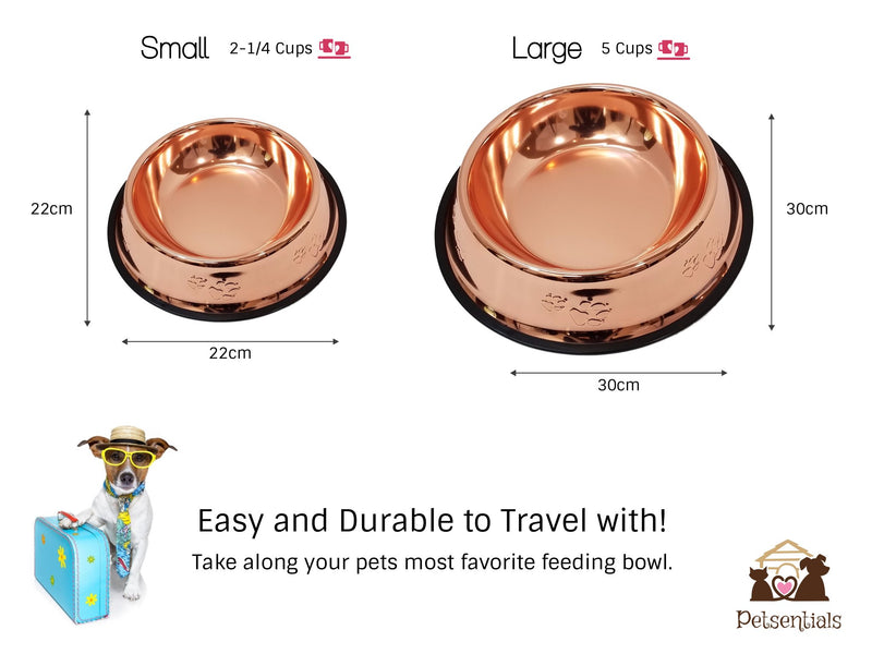 [Australia] - Melzon Petsentials Non-Skid Stylish Food Bowl for Your Pet, Premium Grade Stainless Steel - Elegant Bronze 18oz (2-1/4 Cups) 