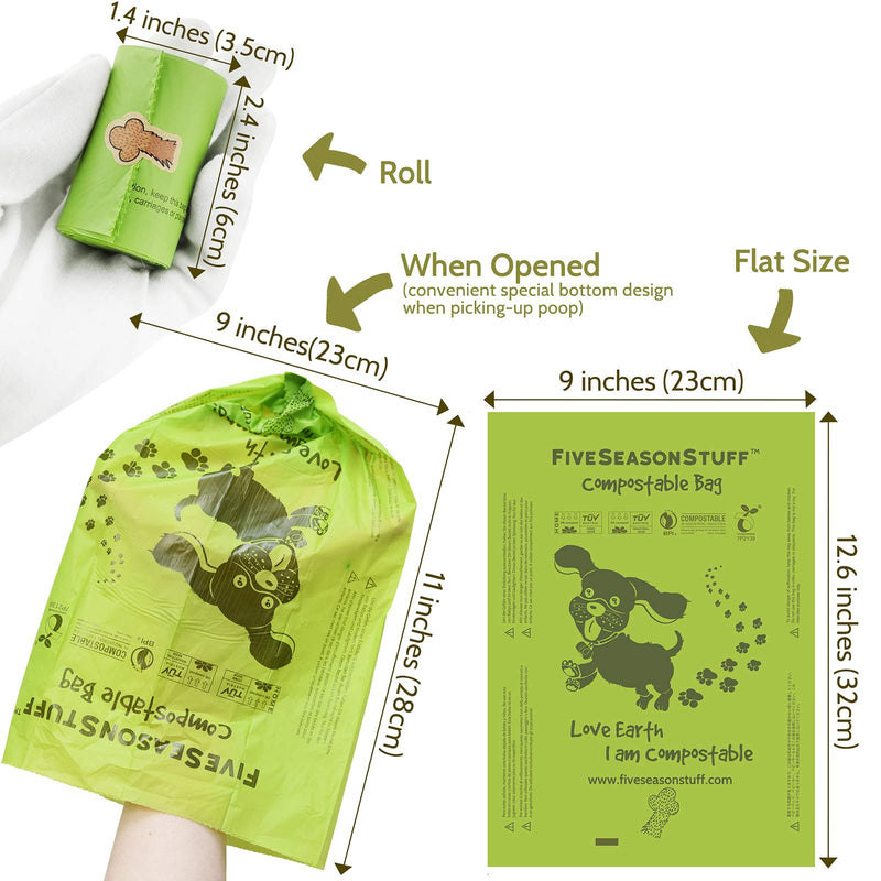 [Australia] - FiveSeasonStuff Biodegradable Poop Bags for Dogs Zero Waste Compostable Dog Waste Bags Highest Rated ASTM D6400 Very Strong Leak-Proof for Large Dogs Puppy Cats 1 Glow in the Dark Dispenser with 15 Dog Poop Bags (Lavender-scented) 