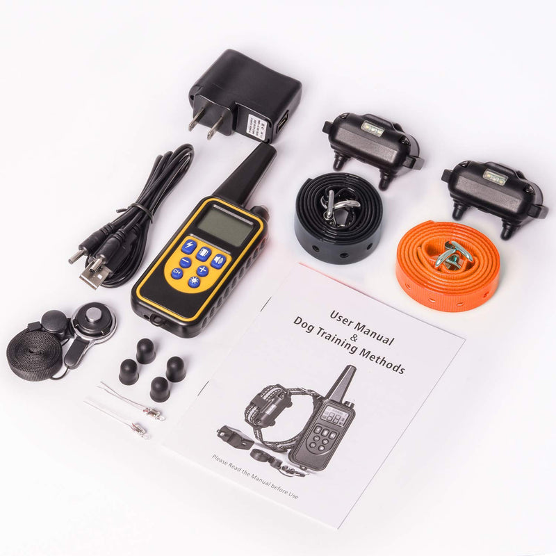 [Australia] - iSPECLE Dog Training Collar, Waterproof Rechargeable 2600ft Remote Dog Shock Collar with LED Light, Beep, Vibration, Shock for Medium/Large Breed 2 Electronic Collars, Neck Lanyard 