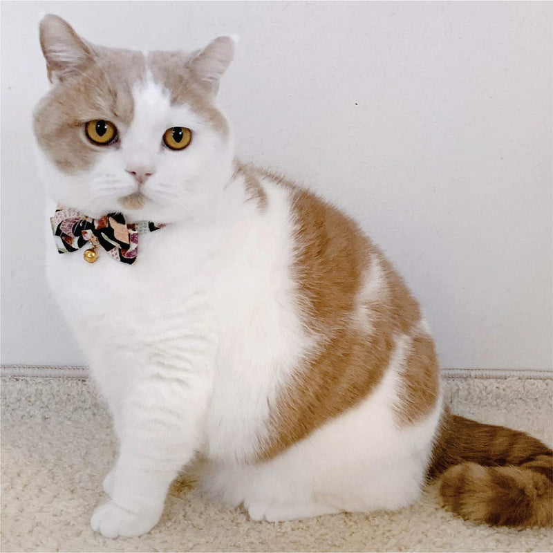 NECO ICHI CATS FIRST Necoichi Chirimen Kimono Bow Tie Cat Collar Black - PawsPlanet Australia