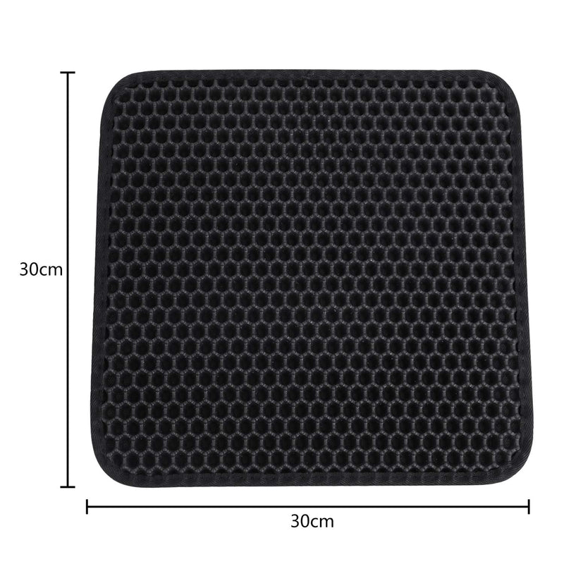 Waterproof Cat Litter Mat Honeycomb Double-Layer Litter Trapper Mat Urine Proof Trapper Catcher Non-Slip Washable Kitty Little Tray Pad Litter Box Mat Cat Feeding Mat EVA Material,Easy Clean&Keep Dry Black - PawsPlanet Australia