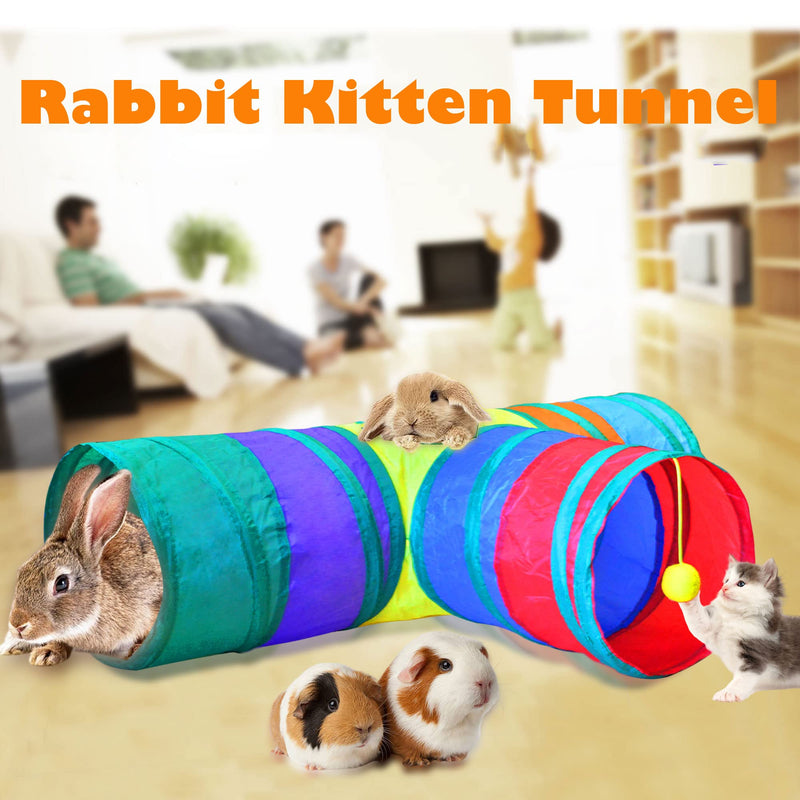SUPJADE Rabbit Bunny Cats Tunnels-Toys - Tube Collapsible 3 Way Rabbit Guinea Pigs Hides Hideout Small Animal Activity Toys Kitten Tunnel Tube - PawsPlanet Australia