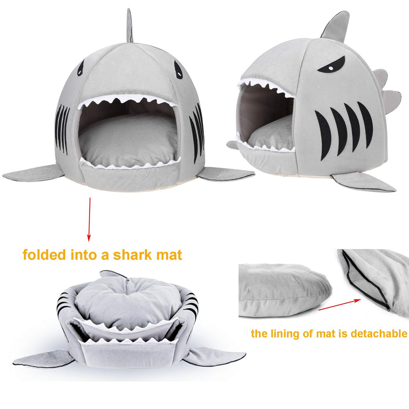 IBLUELOVER Shark Dog House Bed Cat Tent Bed Foldable Indoor Cave Bed Winter Warm Pet Cuddle Nest Semi-Closed Washable Sofa Bed for Small Medium Dog Cat Kitten Bunny Rabbit - PawsPlanet Australia