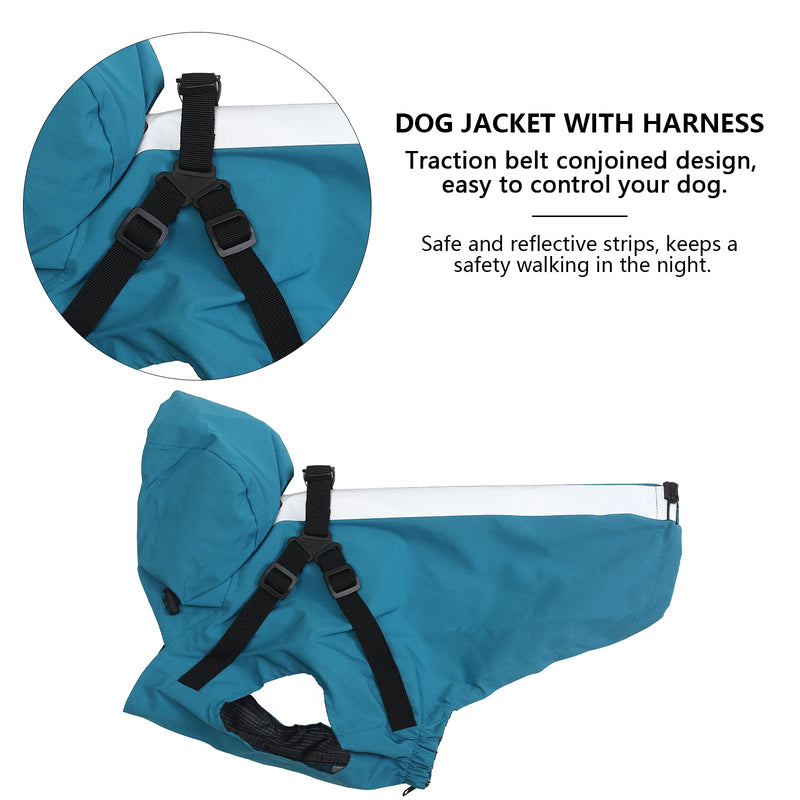 Dog Raincoat with Harness and Hoodies, Puppy Raincoat, Waterproof Reflective Dog Vest for Puppies Small Medium Dogs - Blue - XS X-Small (Back: 25.4CM) - PawsPlanet Australia