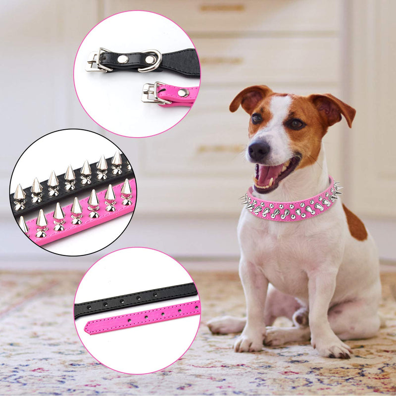 KONUNUS 2 Pieces Studded Dog Collar Adjustable Spiked Puppy Collars PU Leather Neck Protection Anti-Bite Collars Sizes for Small Medium Cat Puppy Dog - PawsPlanet Australia