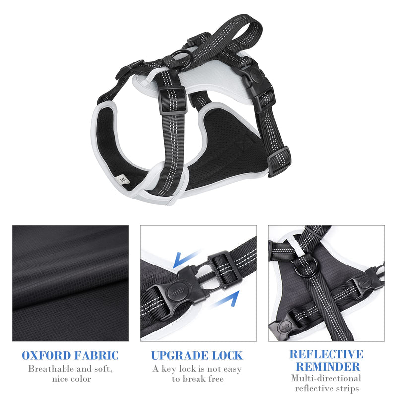 JUPSK Dog Harness for Large Dogs with Leash,Reduce Pressure Dog Vest with Handle,Adjustable Belt, Reflective Strap,Suitable for Outdoor Walking XL BLACK - PawsPlanet Australia