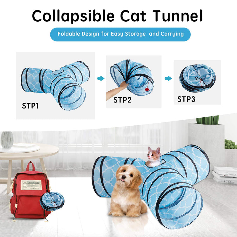 WESTERN HOME WH Cat Tunnels for Indoor cat, Pet Cat Tunnel Tube Cat Toys 3 Way Collapsible, Cat Play Tent Interactive Toy Maze Cat Tunnel Bed with Balls for Cat Puppy Kitten Rabbit - PawsPlanet Australia