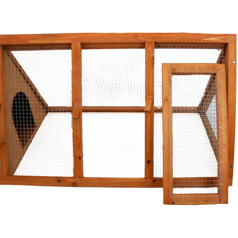 Oypla Wooden Outdoor Triangle Rabbit Guinea Pig Pet Hutch Run Cage - PawsPlanet Australia