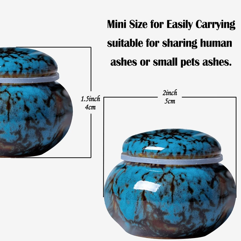 LUCKYBUNNY Small Keepsake Urns for Ashes, Cremation Urn Pet or Human Ash Keeper Memorial Gifts, Holds Up to 1.2 Cubic Inches of Ashes (Blue) Blue 1PC - PawsPlanet Australia