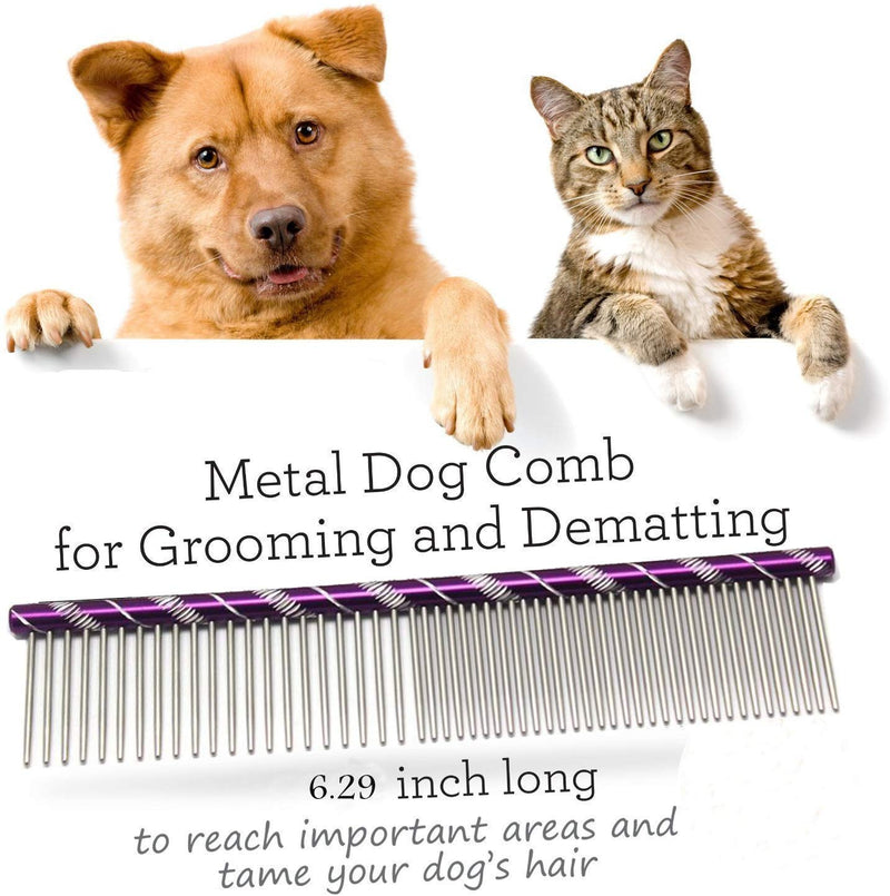 Meetory Pet Comb Dog Metal Dog Comb Stainless Steel Dog Grooming Combs Grooming Comb Cat Comb (16 cm x 2.7 cm, 1 Piece Random Color) - PawsPlanet Australia
