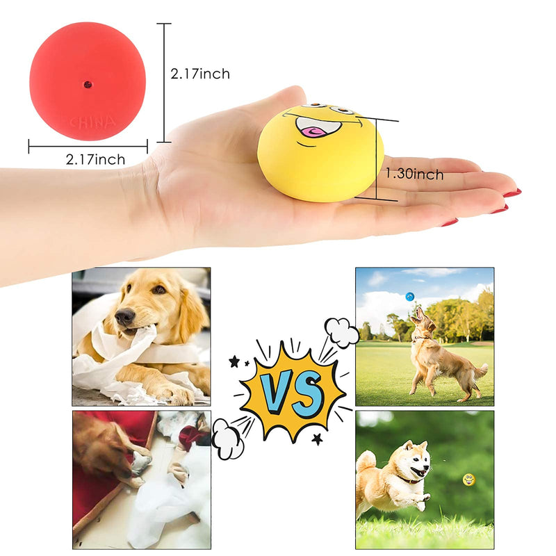 Qiraoxy 6Pcs/Set Dog Rubber Squeaky Balls Funny Expression Soft Bouncy Chewing Squeaky Toy for Small Medium Pet Dog Cat - PawsPlanet Australia