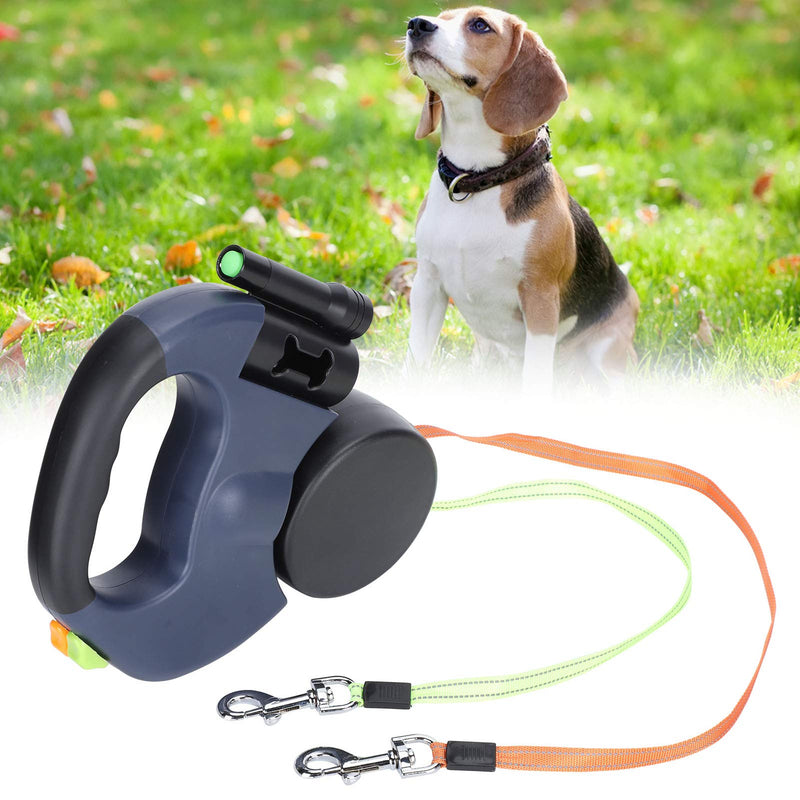 Dog Traction Rope, Portable Retractable Pet Walking Double Leash Dog Reflective 360° Rotating Walking Training Leash with LED Flashlight Hands Free Leashes - PawsPlanet Australia