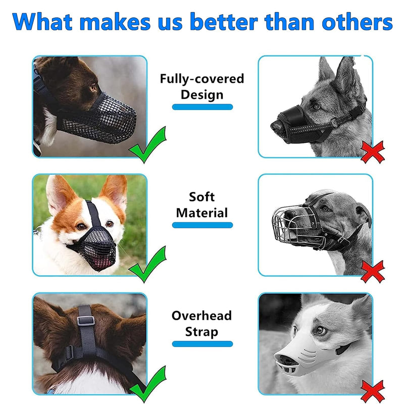 gotyou Muzzle for dogs, dog training muzzle, dog muzzle, muzzle for dogs with rounded mesh, breathable muzzle for dogs, for medium dogs, large dogs, prevents biting, chewing (L). - PawsPlanet Australia
