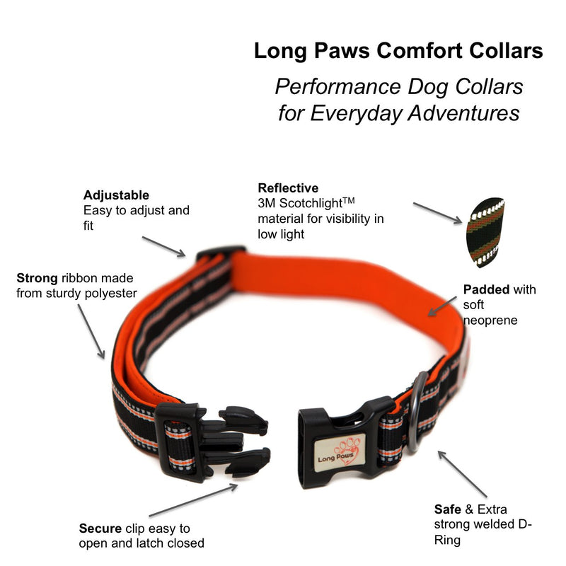 Long Paws Comfort Collar, Reflective, Padded Dog Collar, Small, Black - PawsPlanet Australia