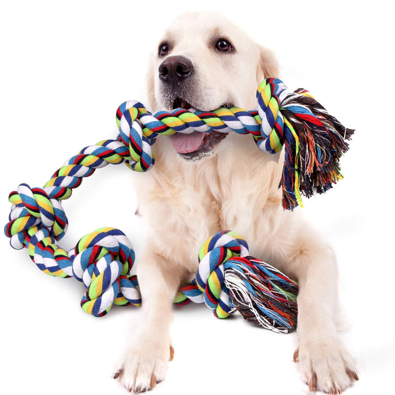 VIEWLON XL Dog Rope Toys for Strong Large Dogs, Durable Dog Chew Toy 5 Knots Rope for Aggressive Chewers/Tug of War, XXL 36inch Interactive Rope Chew Toys for Large Medium Dog Breeds Teeth Cleaning - PawsPlanet Australia