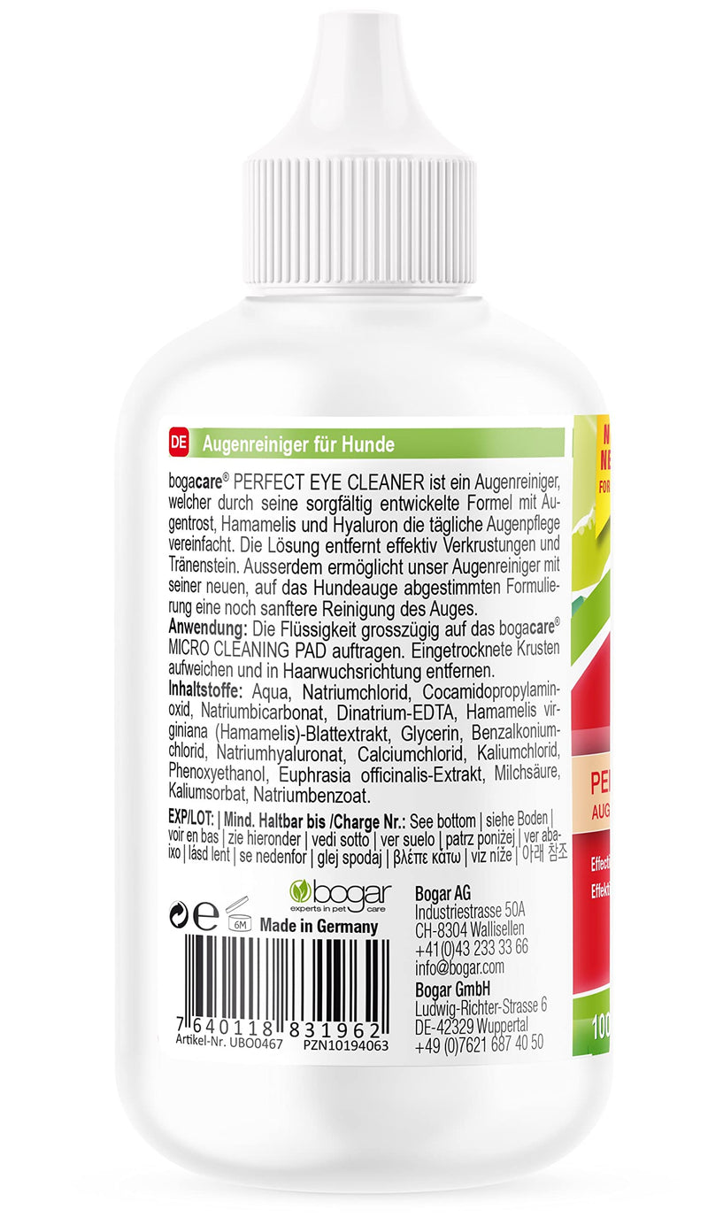 Bogacare Perfect Eye Cleaner - eye cleaner for dogs - tear stain remover for dogs - effectively removes tear stones and crusts - without burning eyes, UBO0467 - PawsPlanet Australia