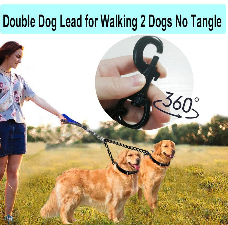 Dog leash double leash for 2 dogs, double dog leash for dogs, high-performance steel chain dog leash, metal dog leash, double coupler dog leashes for large, small dogs, S 3.0 mm, 50 cm, S-50 cm - PawsPlanet Australia