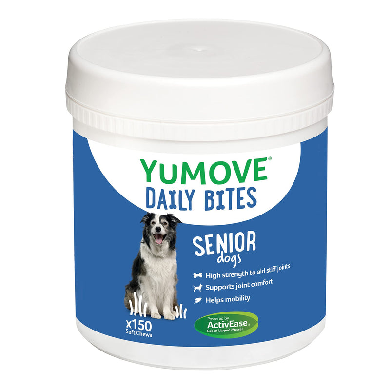 YuMOVE Daily Bites For Senior Dogs | High Strength Hip and Joint Supplement Designed for Older, Stiff Dogs, with Glucosamine, Chondroitin, Green Lipped Mussel | Aged 9+ | 150 Chews Single - PawsPlanet Australia