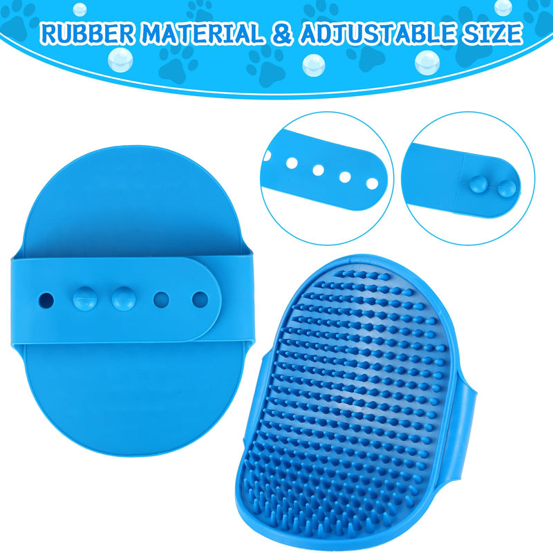 VIWIK 3PCS Dog Bath Brush, Dog Scrubber for Bath, Dog Bath Supplies, Dog Shampoo Brush with Adjustable Ring Handle, Bathing and Massaging Brush Christmas Gifts for Long Short Haired Dogs and Cats Blue Brush-3PCS - PawsPlanet Australia