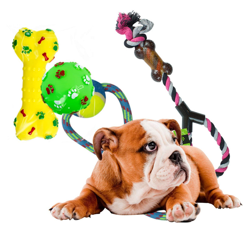 Pack Of 4 Dog Toys Tough And Durable Rope Chew Bundle Puppy Toys From 8 Weeks - Teething Training And Interactive Dog Toys For Boredom - Relieve Boredom For Puppy And Small Dogs - PawsPlanet Australia