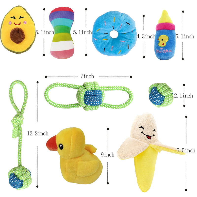 Swanlake Squeaky Plush Dog Rope Toys 9 Pack for Puppy,Ropes Puppy Chew Toys for Teething,Interactive Pet Toys,Indestructible Dog Toys for Small and Medium Breed,Non-Toxic and Safe - PawsPlanet Australia