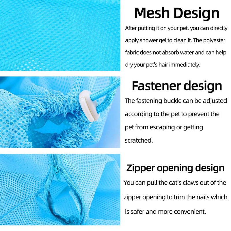 SSRDFU Cat Shower Bag - 1 pcs Adjustable Cat Wash Bag, Multifunctional Cat Restraint Bag Prevent Scratching Biting Mesh Bag for Cats for Bathing, Cleaning Ears and Claw Care - PawsPlanet Australia