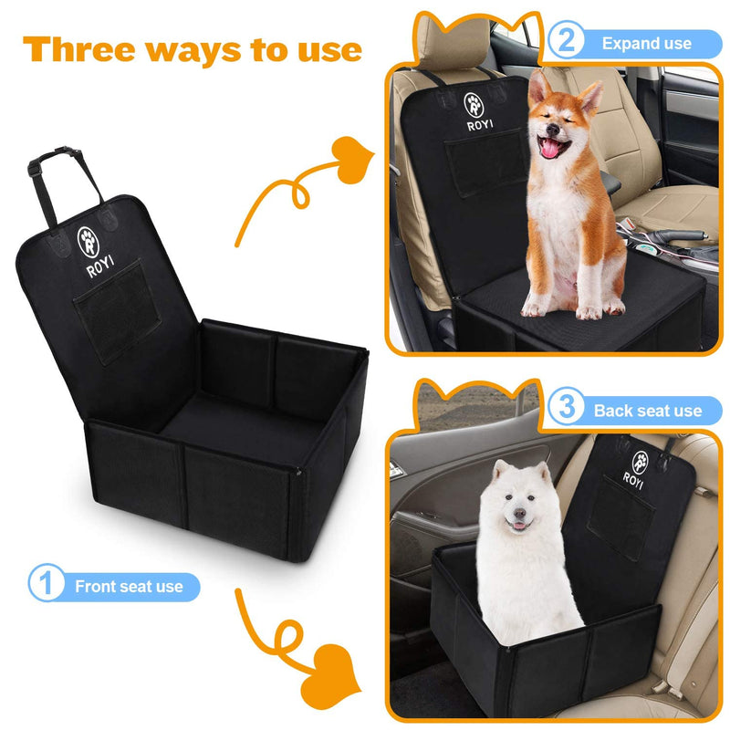 Wimypet Dog Car Seat with Seat Belt, 3 in1 Dog Booster Seat Cover Protector Waterproof Front Coverage/Small Basket Hammock, Pet Car Seat Carrier Basket with Mesh Pocket Sturdy Wall B-Normal-M - PawsPlanet Australia