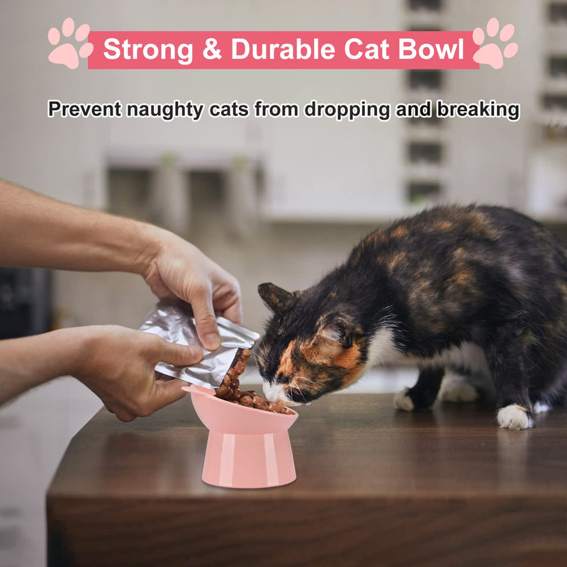 Raised Cat Bowl, Tilted Raised Food Water Bowls, Cute Cat Ear Shaped Cat Food Bowls, Neck Guard 45° Slanted Bowl for Dogs and Cats Pink - PawsPlanet Australia