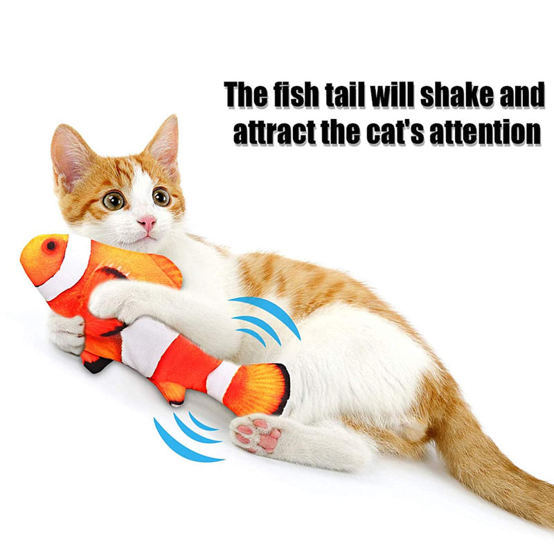 2 Pack Moving Cat Fish Toy Electric Realistic Plush Simulation Floppy Fish Cat Toys for Indoor Cats Funny Interactive Pets Chew Bite Kick Wagging Fish Toy for Cat Kitten - PawsPlanet Australia