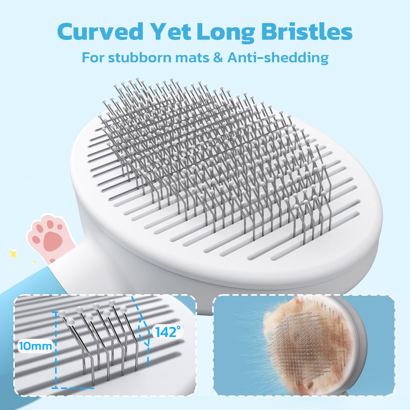 Zivacate Cat Brush Dog Brush [Ergonomic Handle & One-Click Cleaning] Self-Cleaning Brush for Short & Long Haired Dogs/Cats/Rabbits, Undercoat Brush (Blue) Blue - PawsPlanet Australia