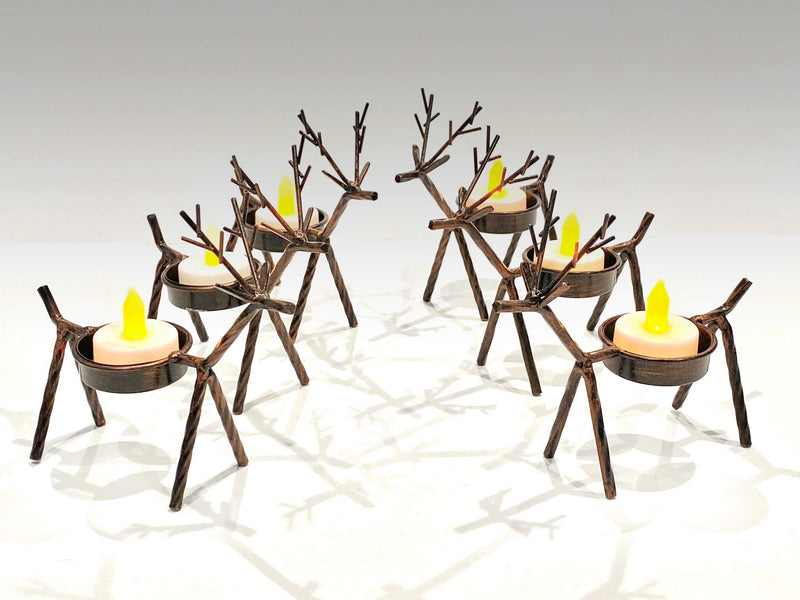 USAWAREHOUSE Set of 6 Reindeer Metal Tealight Candle Holders, All-Seasons, All-Year-Long Decor, Both Indoor and Outdoor, Bronze Finishing - PawsPlanet Australia