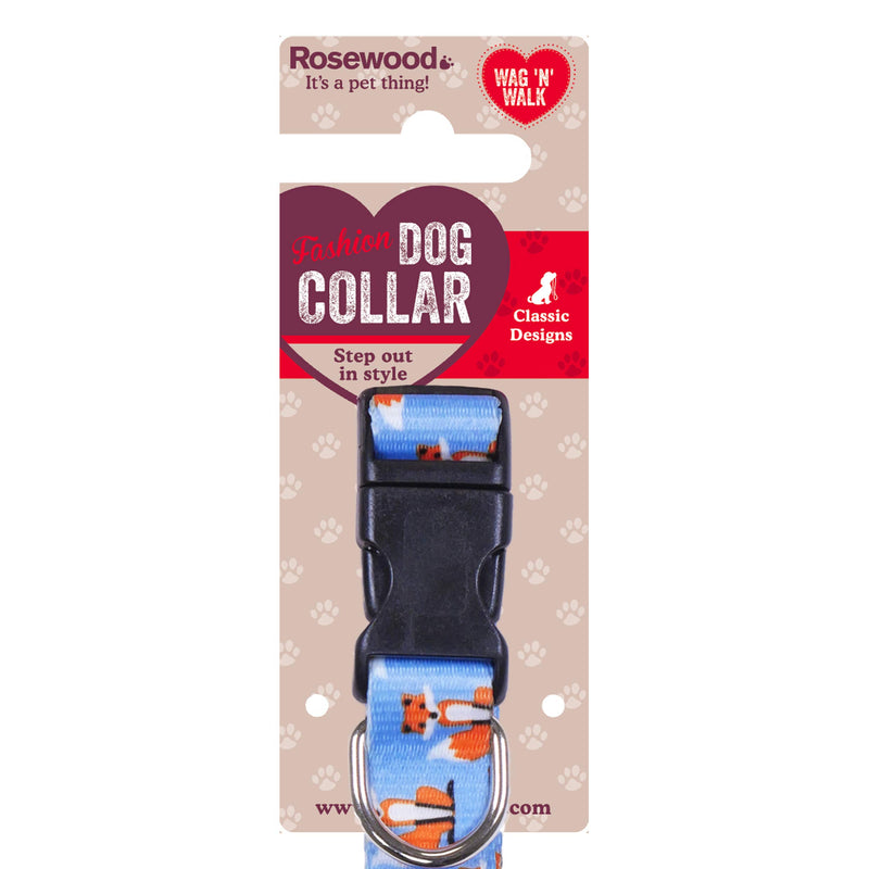 Rosewood FOX PRINT DOG COLLAR 18 - 28 INCH, L Rosewood FOX PRINT DOG COLLAR 18 - 28 INCH, L - PawsPlanet Australia