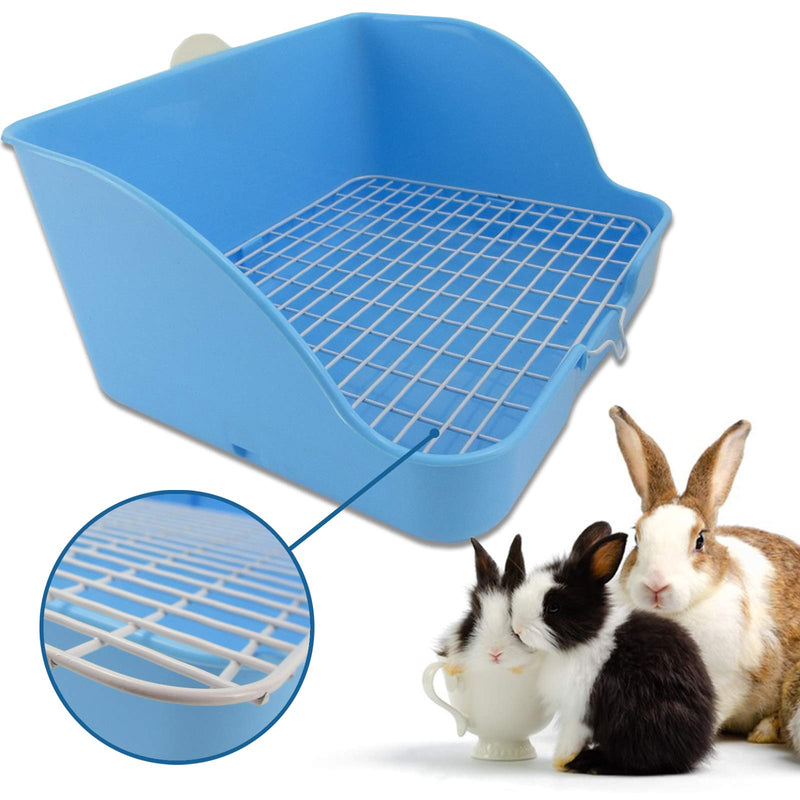 Yunhoo Rabbit Litter Box, Bunny Litter Box, Litter Box for Rabbit Guinea Pig Litter Box Large Rabbit Litter Box for Hamster, Adult Guinea Pigs, Chinchilla, Ferret, Small Animals Blue - PawsPlanet Australia