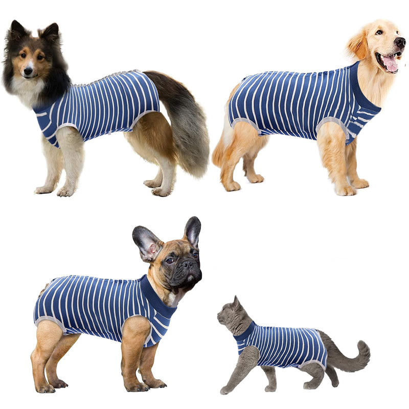 Dog Recovery Suit (XXXL, blue stripes) XXXL - PawsPlanet Australia