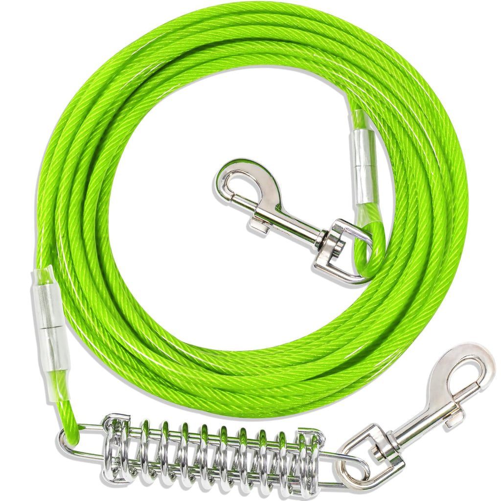 Yard Leash for Dogs with Shock-Absorbing, 3-15m Yard Leash Tie Out Leashes, Tie Out Cables for Dogs Yard Leash (Green, 3m) 3m Green - PawsPlanet Australia