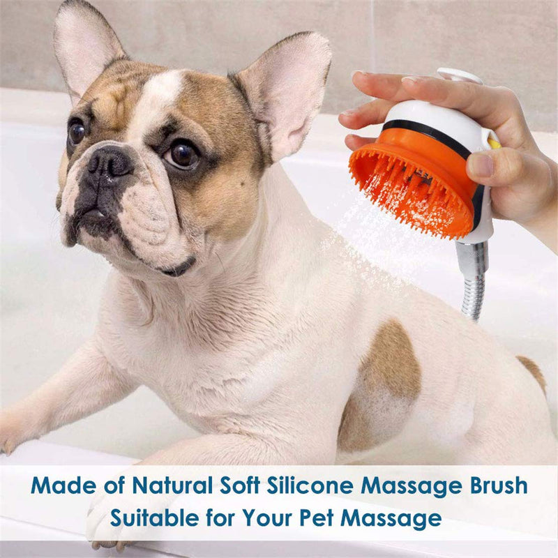 QMYS Pet Bathing Tool Universal Dog Cat Shower Sprayer Cleaner Suit Attachment Brush for Hose Bath Massage Scrubber Silicone Cleaning Washer Comb Garden (Rose Red) Rose Red - PawsPlanet Australia