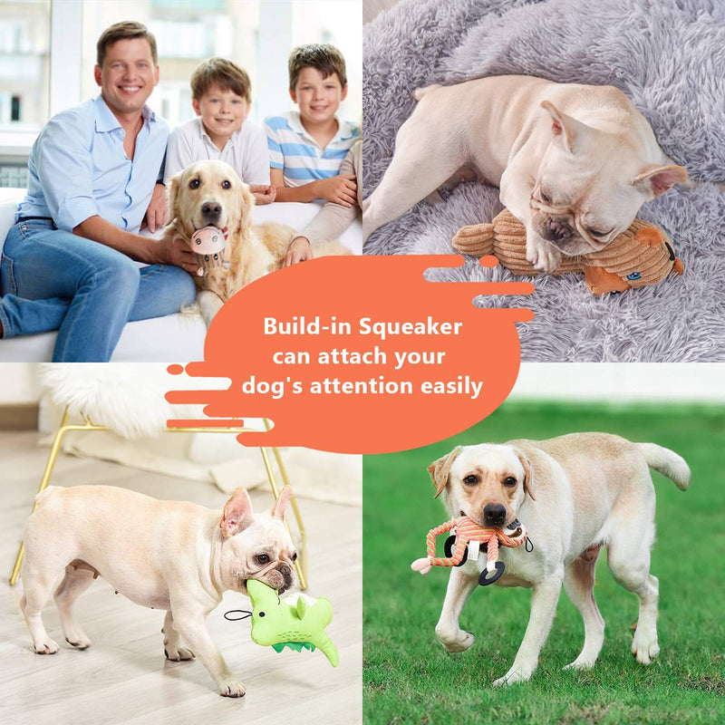 VIEWLON Squeaky-Dog-Toys Set Dog Plush Toy - 5 Packs Puppy Chew Toys for Teeth Cleaning, Various Animals Shapes Interactive Training Toys for Small Medium Dogs - PawsPlanet Australia