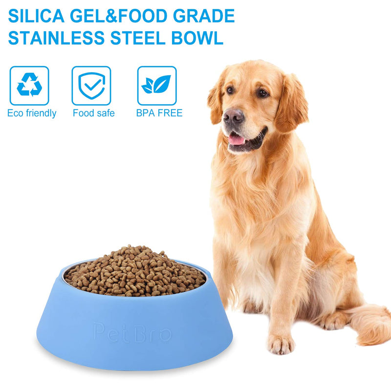 Dog Bowl Food Grade Stainless Steel Pet Feeder Bowl Silica Gel Water and Food Pet Container with Removable Stainless Steel Insert Non Spill Skid Resistant for Cats and Dogs - PawsPlanet Australia