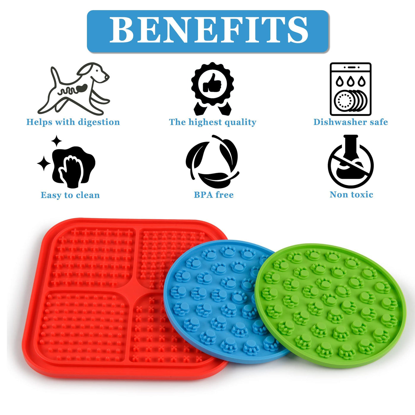 Licking Mat for Dog and Cat, Dog Lick Mat, Lick Pads for Dog Anxiety  Relief, Frozen Lick mat for Peanut Butter, Boredom and Slow Feeder,  Non-Slip Design - red 