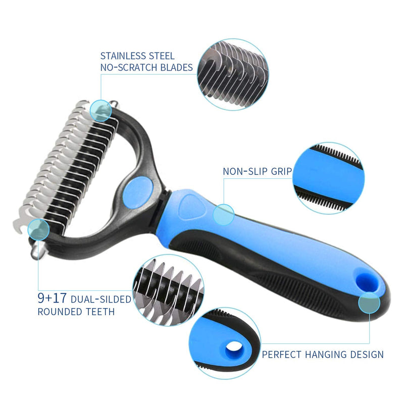 Hotype dog brush and cat brush, 2-in-1 undercoat comb removes undercoat tangles, undercoat brush, animal care brush, fur care comb, for long-hair/short-hair breeds, dogs/cats - PawsPlanet Australia